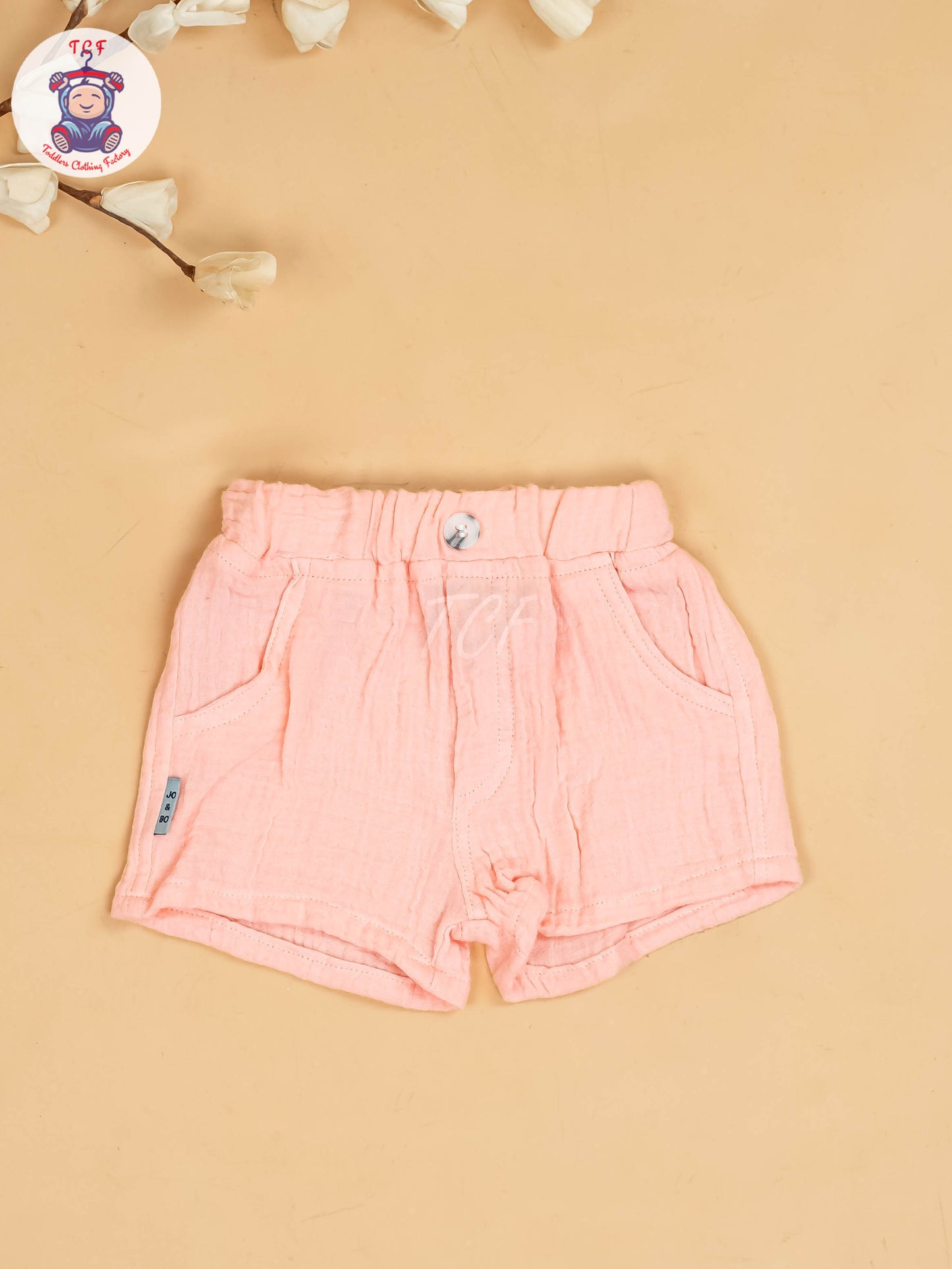 Peach - Boys Muslin Readymade Cotton Shirts & Shorts