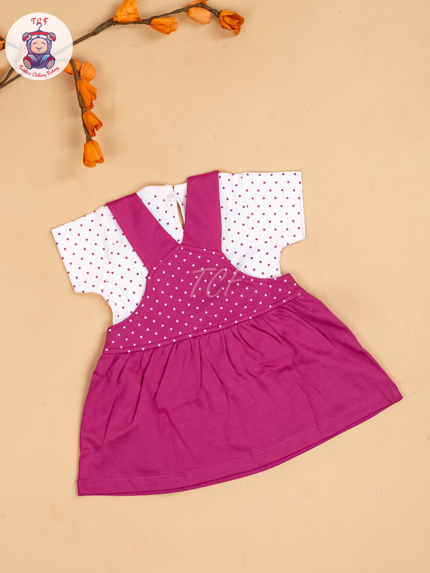 Pink & White - Girls Printed Casual Frocks