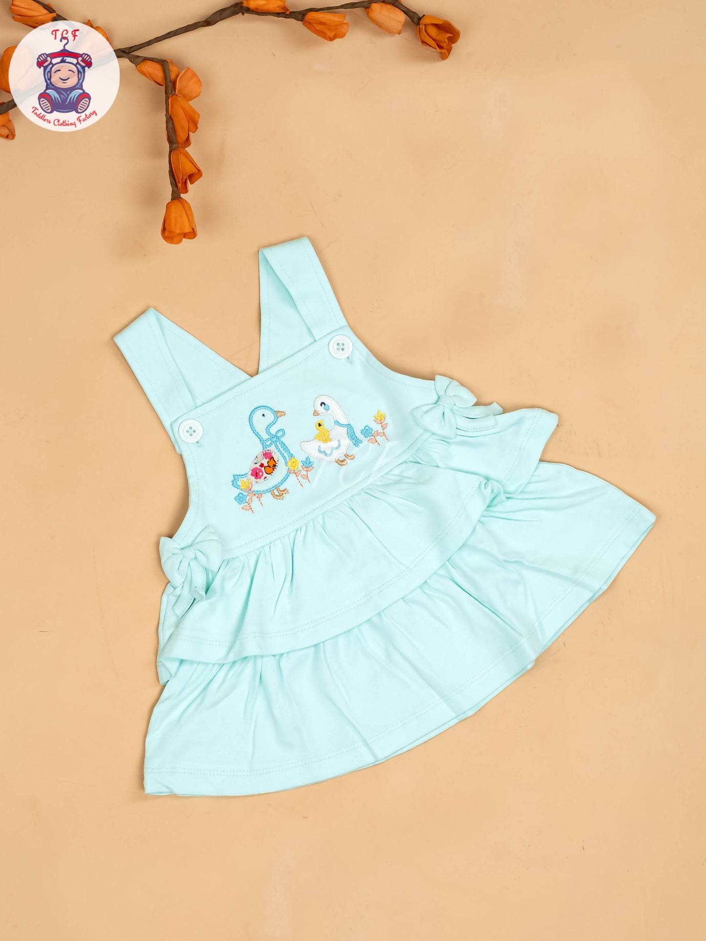 Light Green & Half White - Girls Printed Casual Frocks