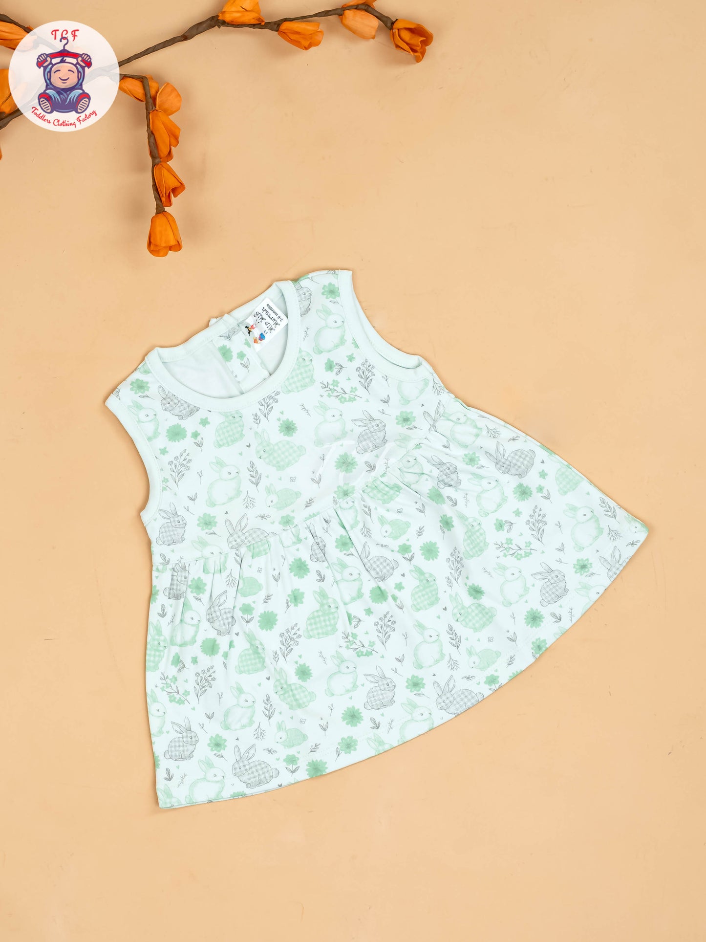 Light Green & Half White - Girls Printed Ethnic Frocks