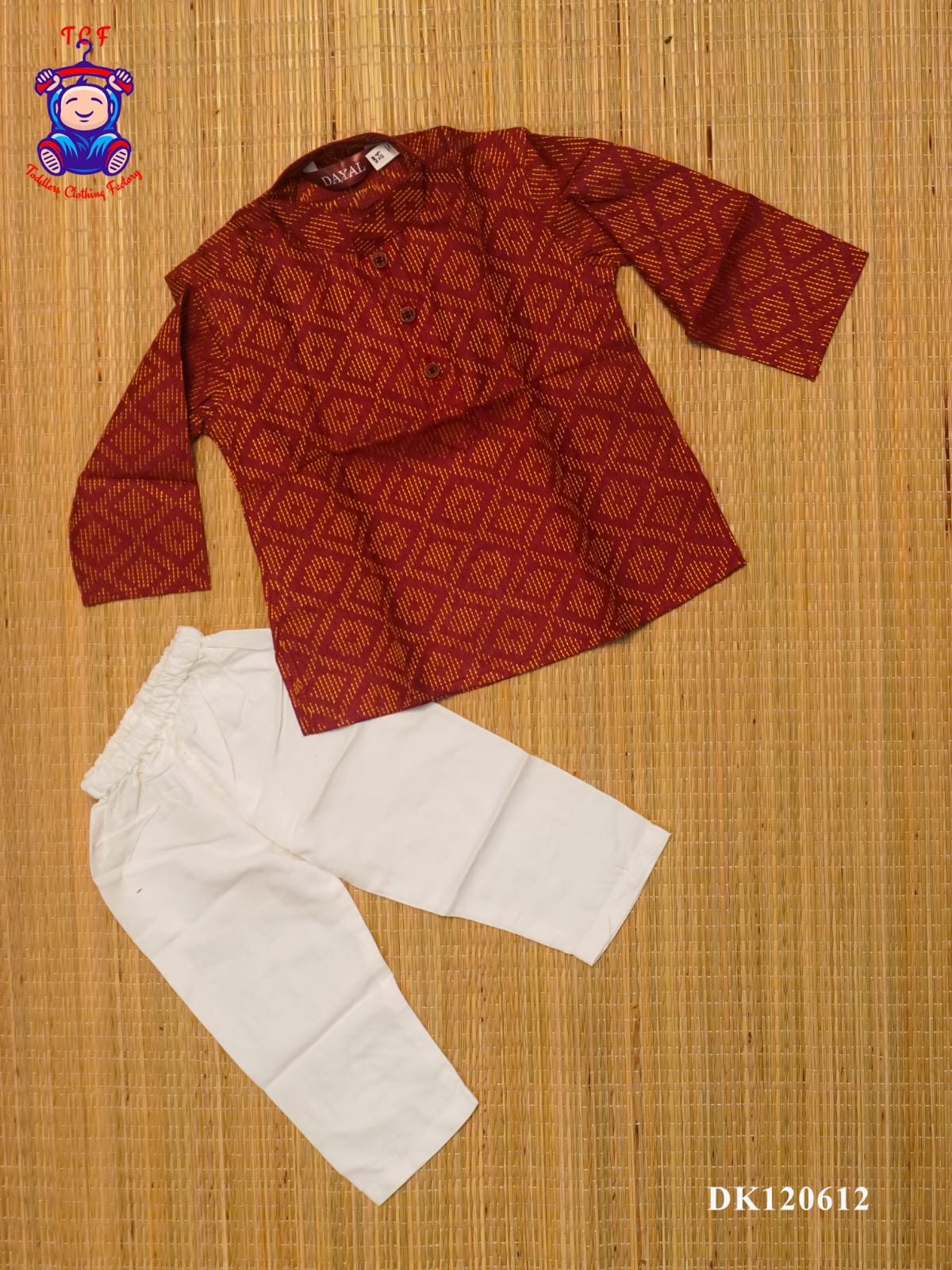 Rust & White - Kids Readymade Kurta Sets