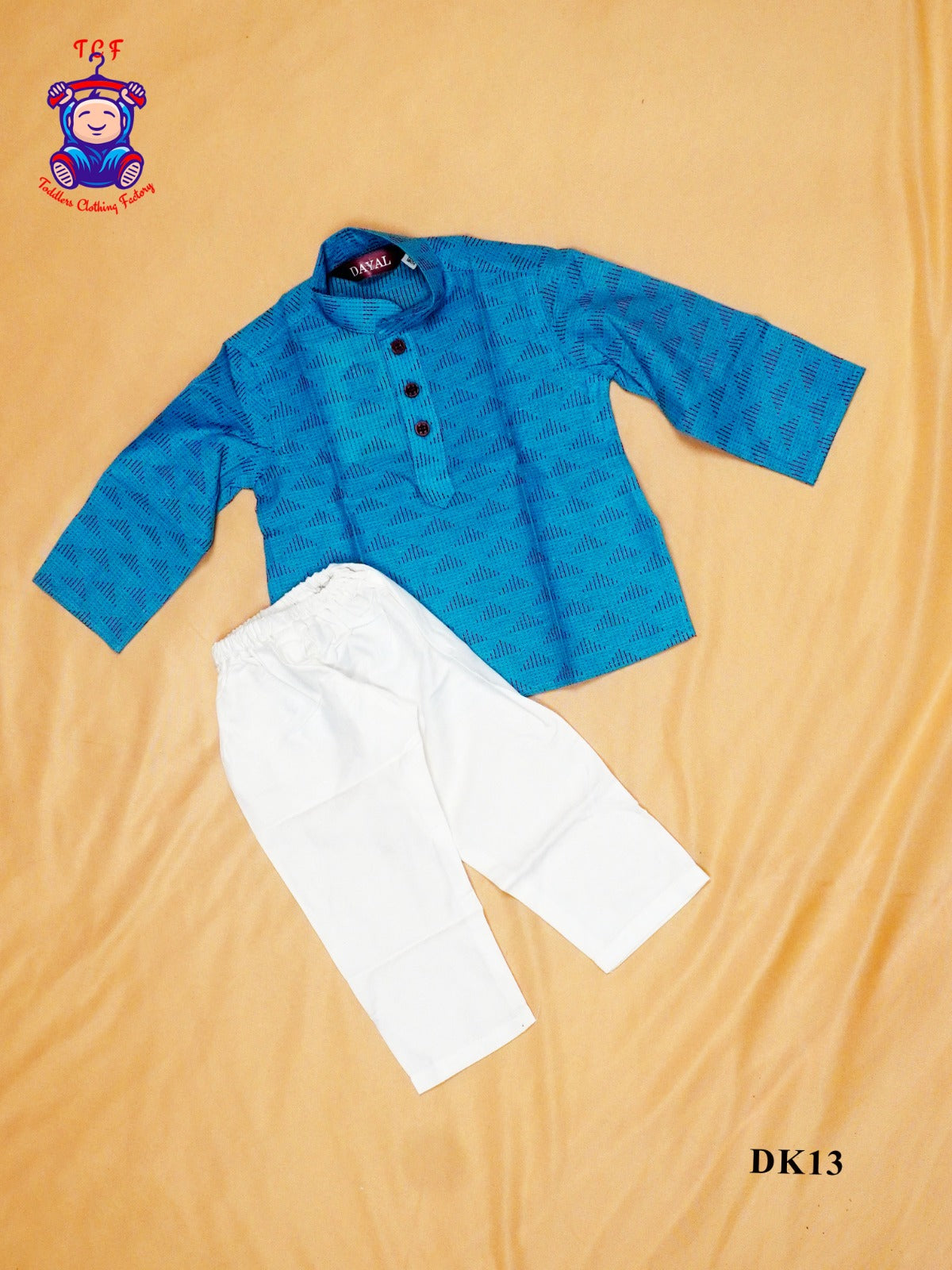 Sky Blue & White Kids Readymade Kurta Sets