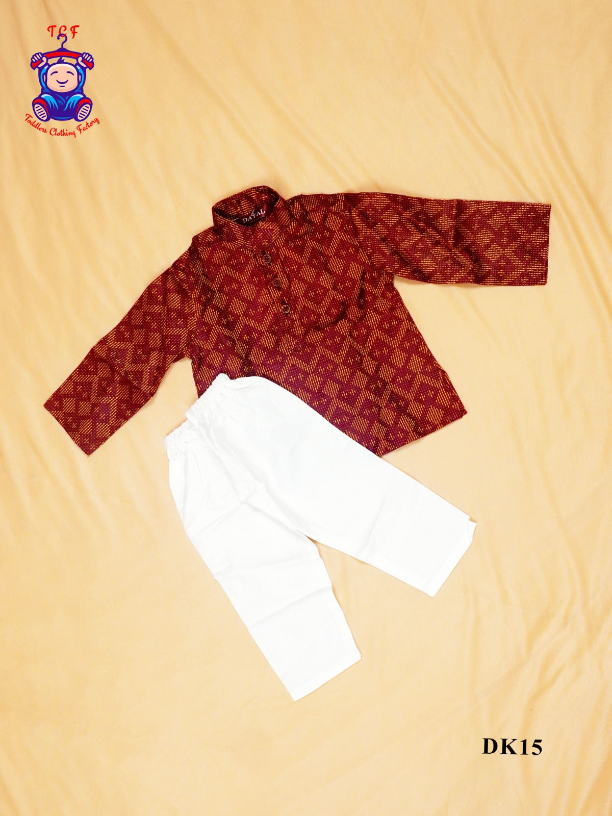 Red Brown & White - Kids Readymade Kurta Sets