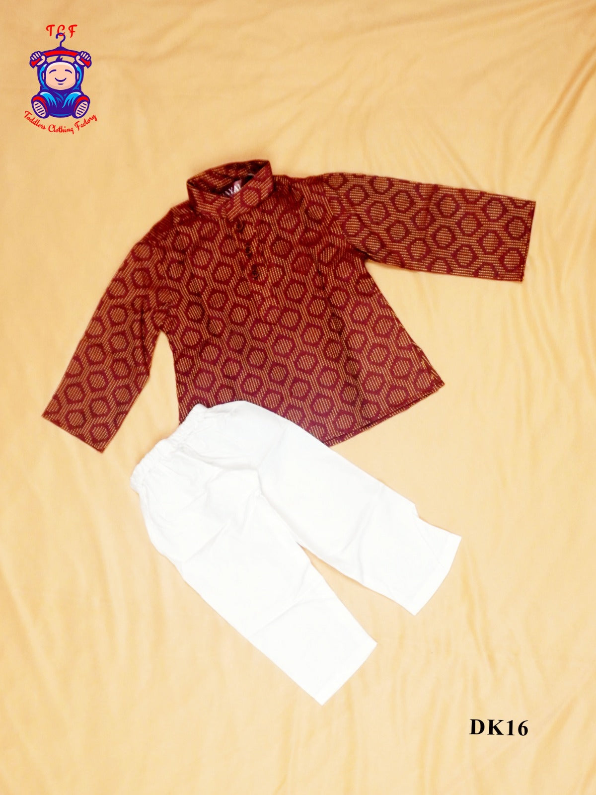 Coffee Brown & White - Kids Readymade Kurta Sets