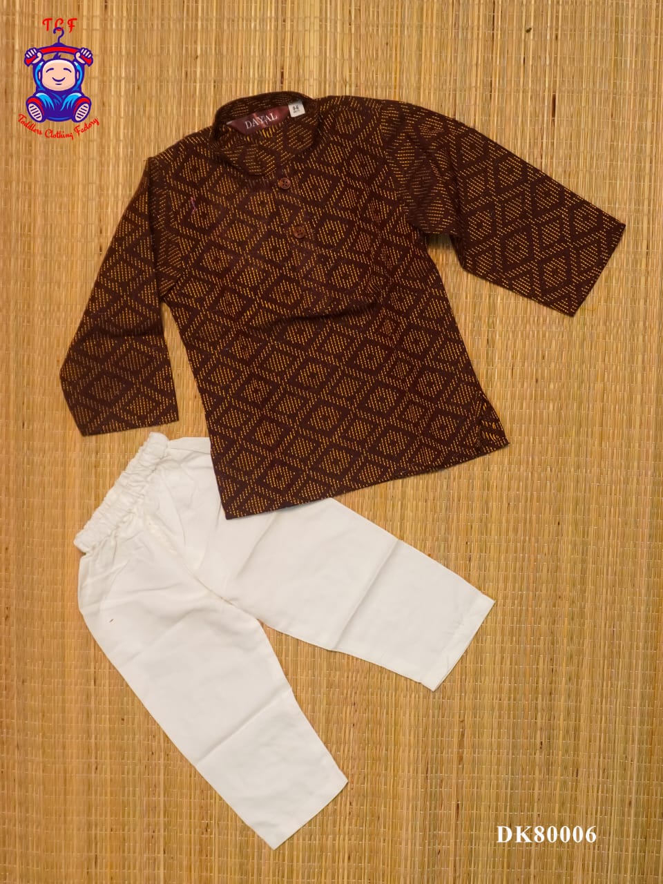 Brown & White- Kids Readymade Kurta Sets