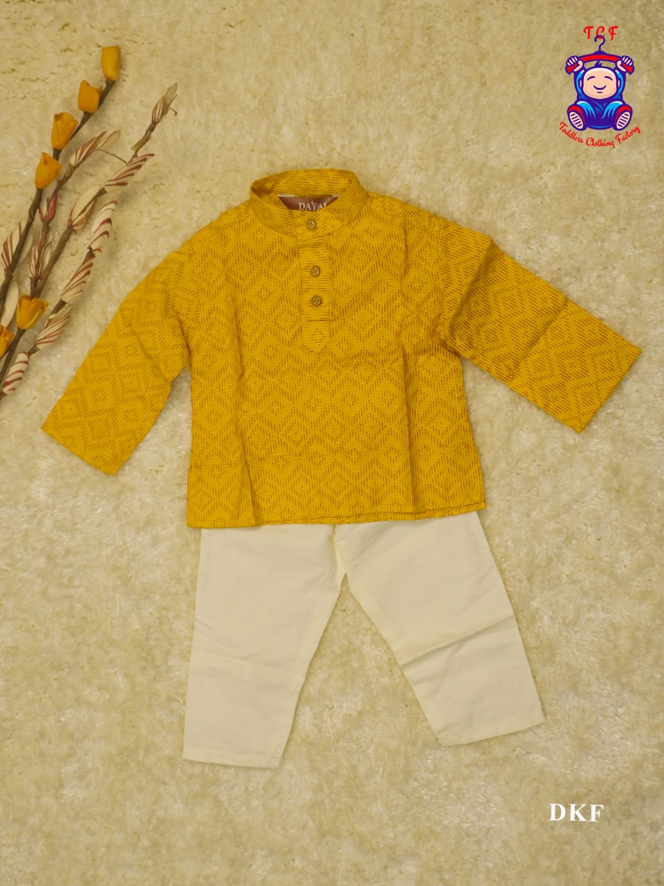 Mustard & Cream - Boys Readymade Kurta Sets