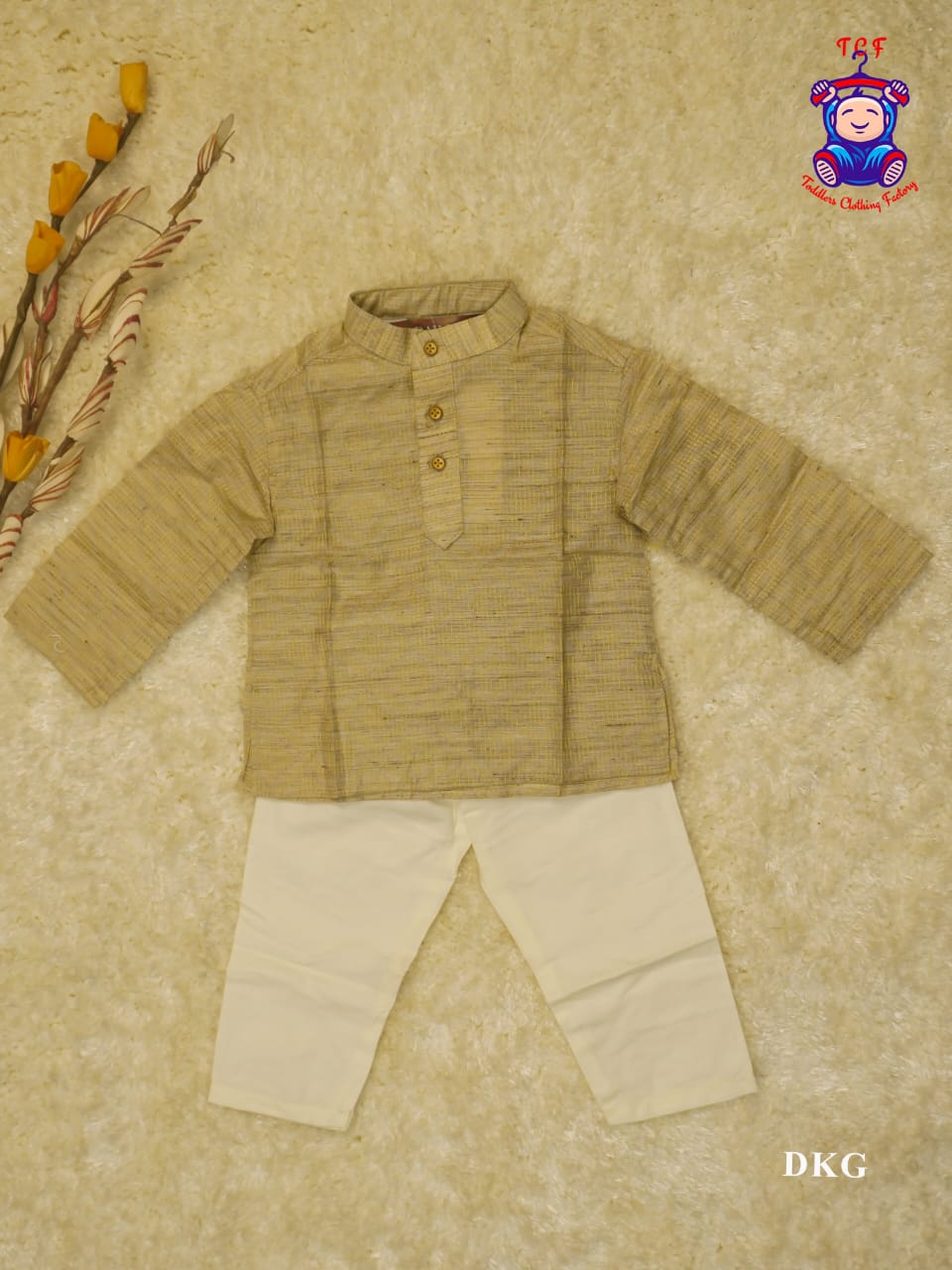 Light Brown & Cream - Boys Readymade Kurta Sets