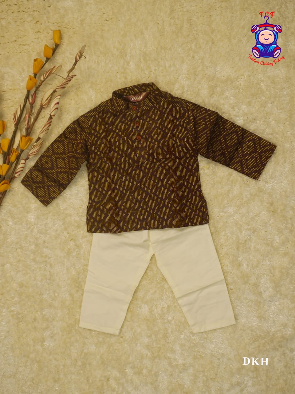 Brown & Cream - Boys Readymade Kurta Sets