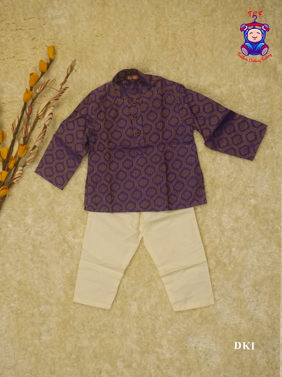 Violet & Cream - Boys Readymade Kurta Sets