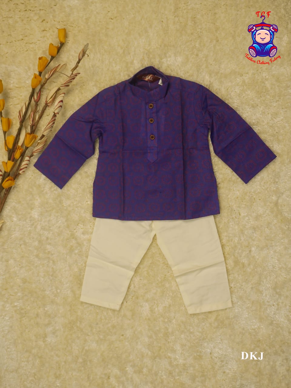 Blue & Cream - Boys Readymade Kurta Sets