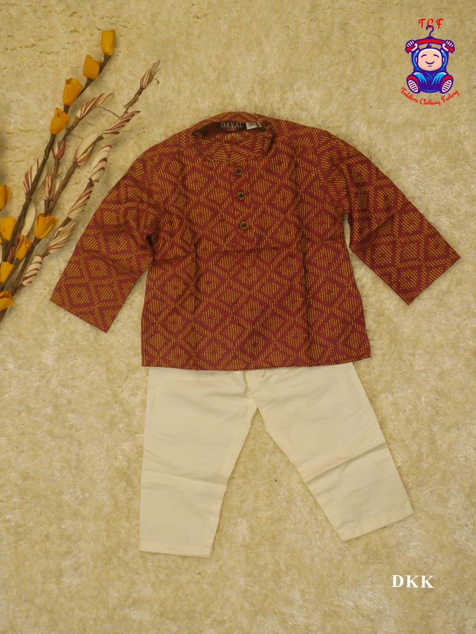 Rust & Cream - Boys Readymade Kurta Sets