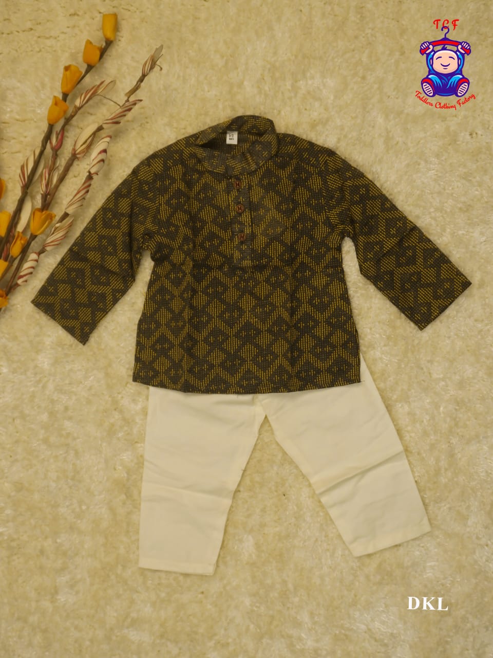 Leaf Green & Cream - Boys Readymade Kurta Sets