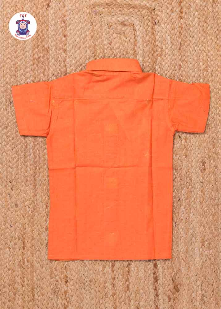 Rust - Boys Readymade Silk Cotton Shirts