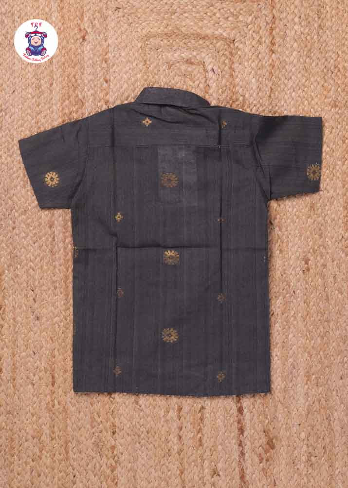 Grey - Boys Readymade Silk Cotton Shirts