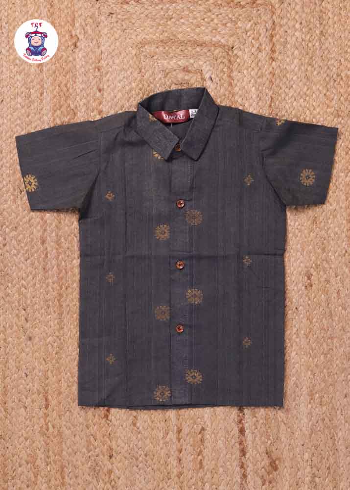 Grey - Boys Readymade Silk Cotton Shirts