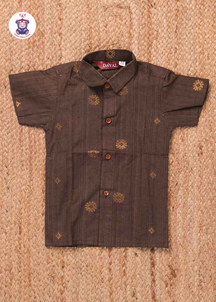 Brown - Boys Readymade Silk Cotton Shirts