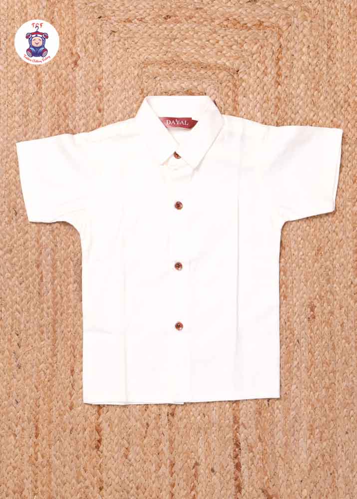 White - Boys Readymade Silk Cotton Shirts
