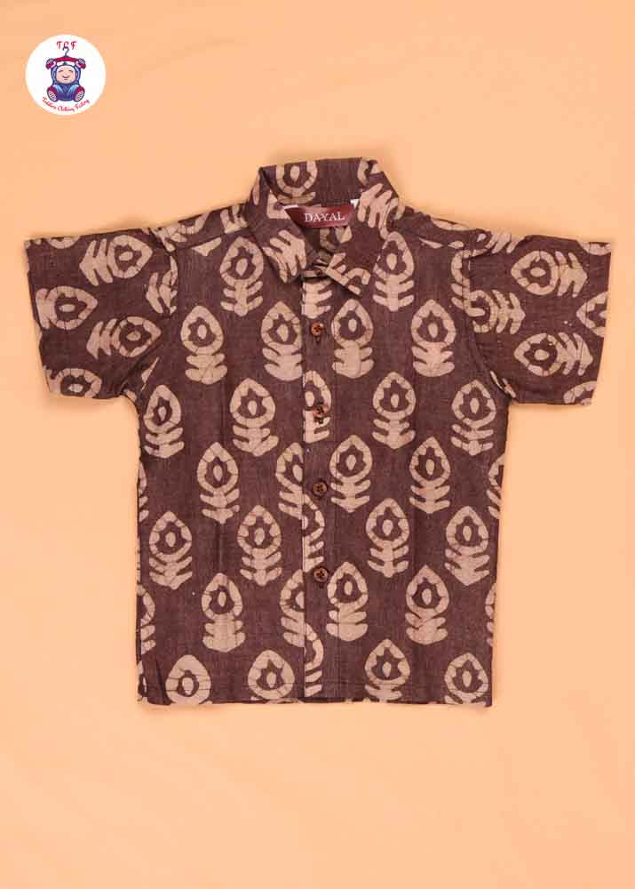 Brown & Beige - Boys Readymade Bhatik Shirts