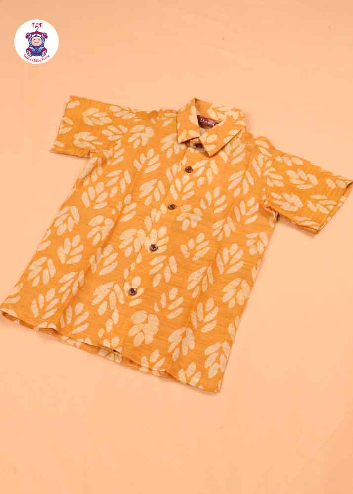 Yellow & Beige - Boys Readymade Bhatik Shirts