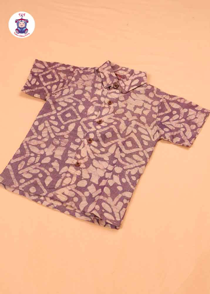 Light Lavender & Beige - Boys Readymade Bhatik Shirts