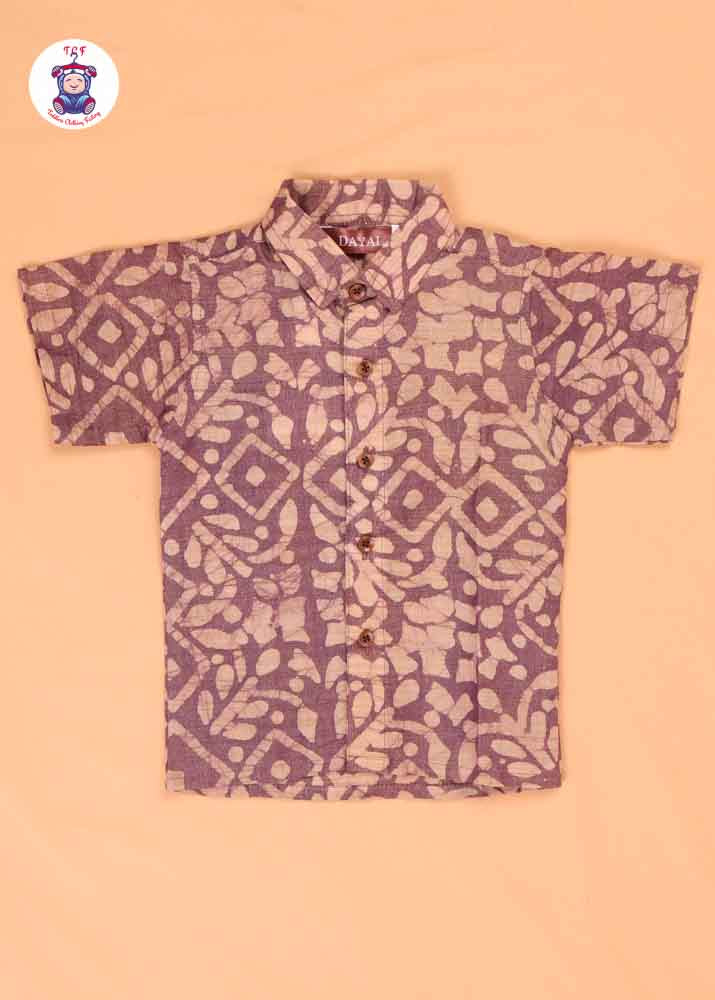 Light Lavender & Beige - Boys Readymade Bhatik Shirts