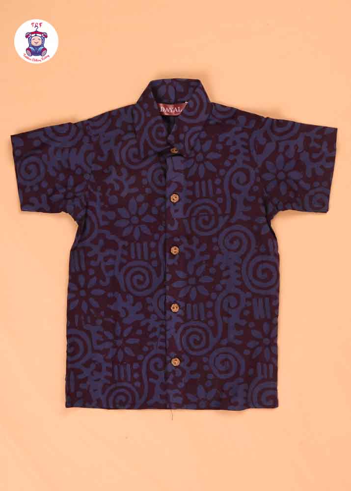 Blue & Black - Boys Readymade Bhatik Shirts