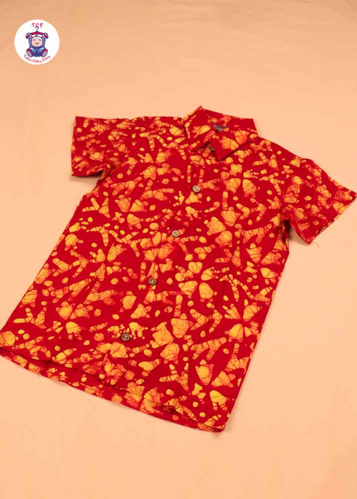 Red & Yellow - Boys Readymade Bhatik Shirts