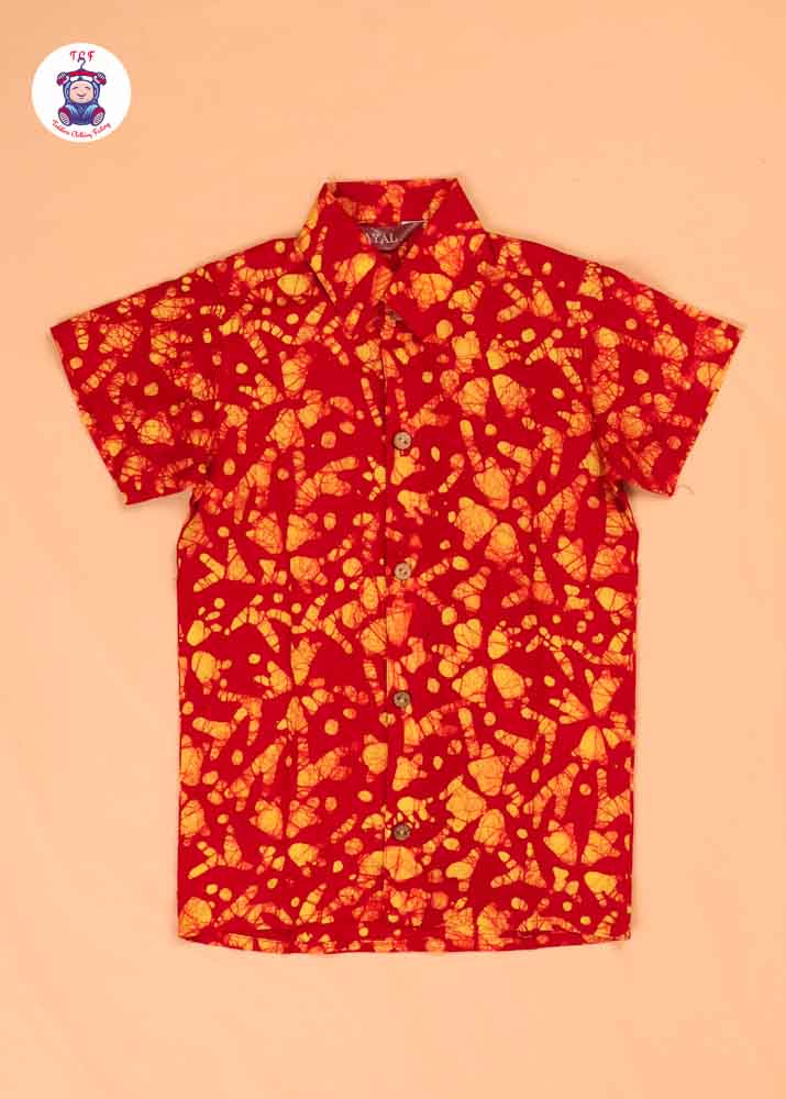 Red & Yellow - Boys Readymade Bhatik Shirts