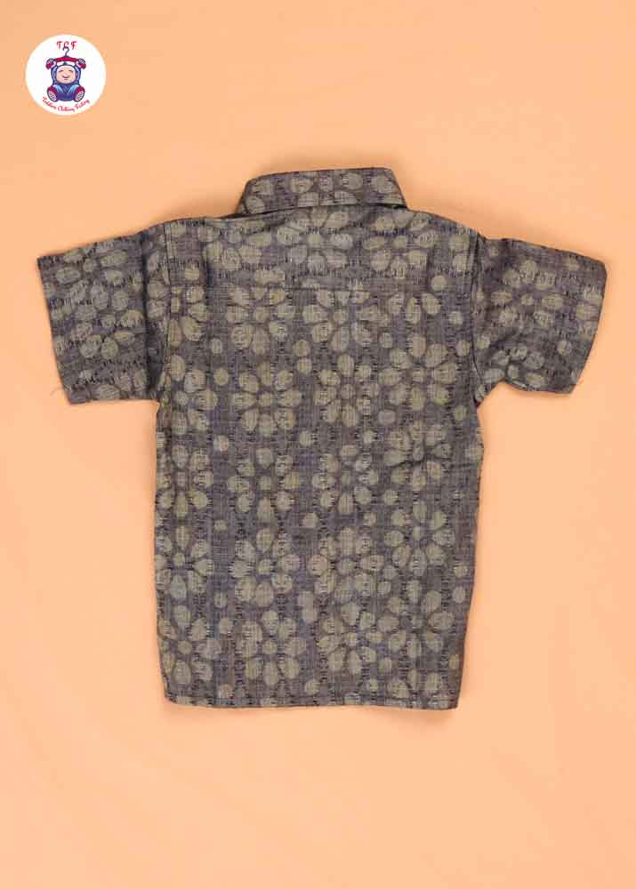 Ice Blue & Beige - Boys Readymade Bhatik Shirts