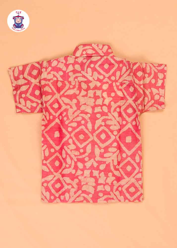 Lite Red & Beige - Boys Readymade Bhatik Shirts