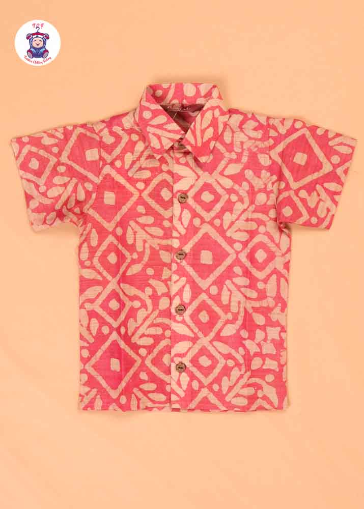 Lite Red & Beige - Boys Readymade Bhatik Shirts