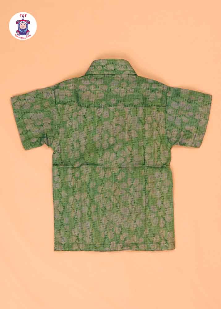 Lite Green & Beige - Boys Readymade Bhatik Shirts