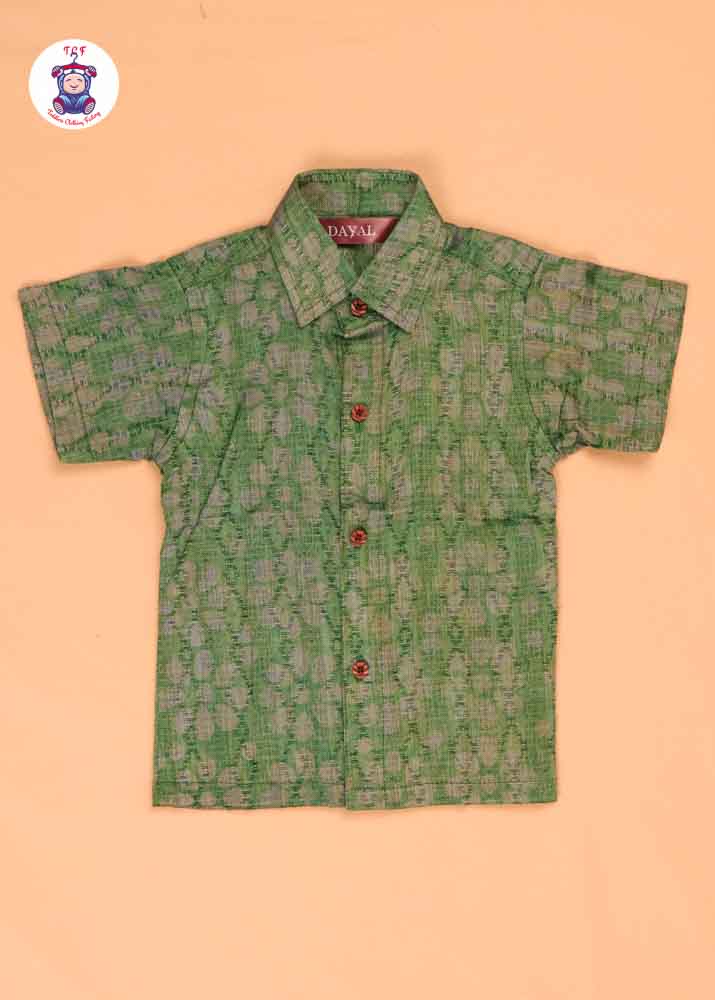 Lite Green & Beige - Boys Readymade Bhatik Shirts