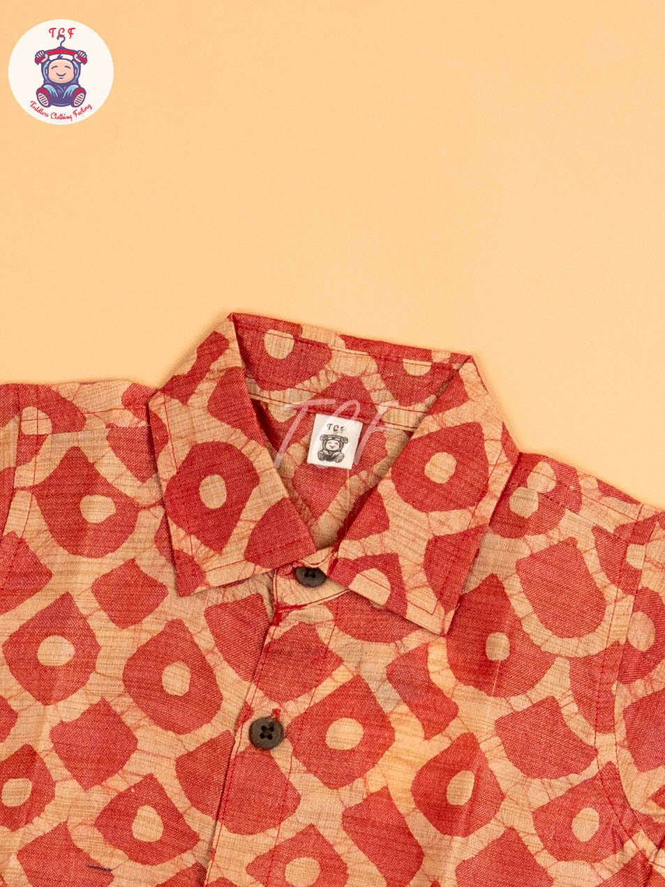 Red & Beige - Boys Readymade Bhatik Shirts