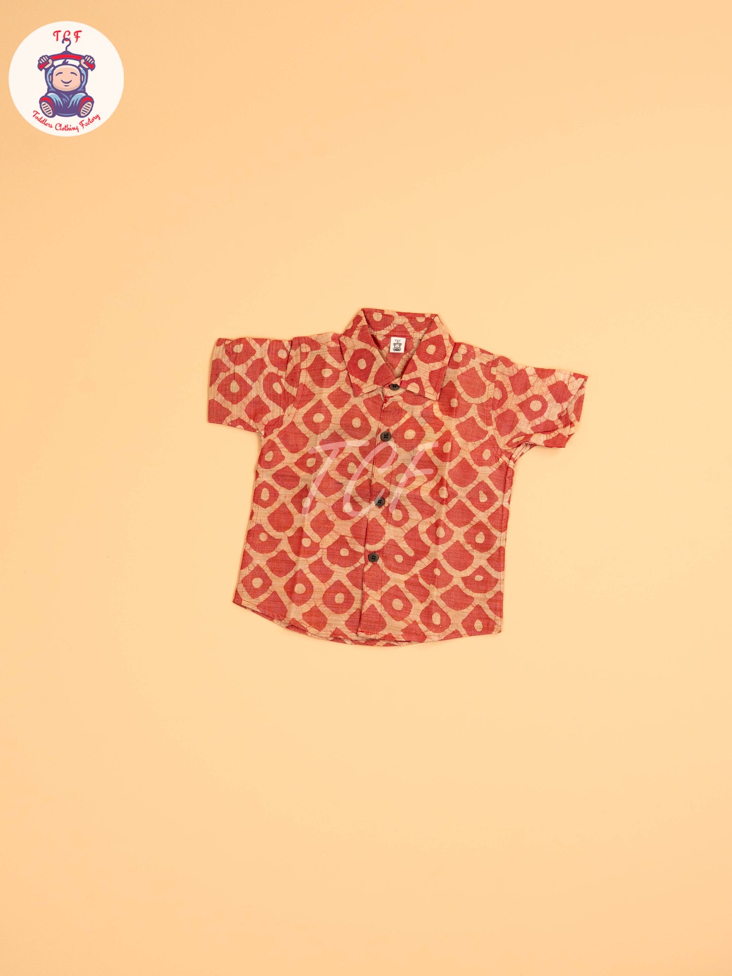 Red & Beige - Boys Readymade Bhatik Shirts