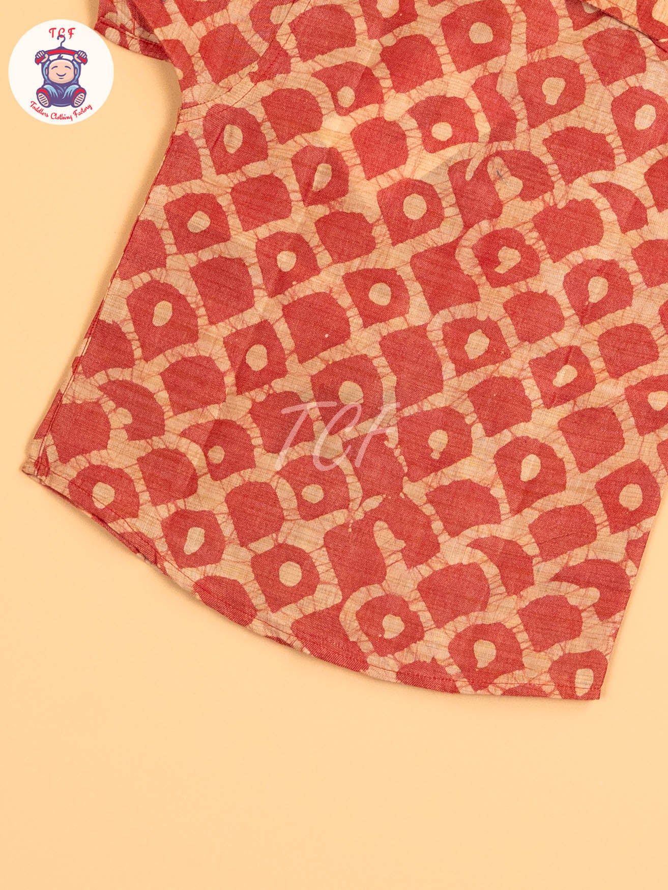 Red & Beige - Boys Readymade Bhatik Shirts