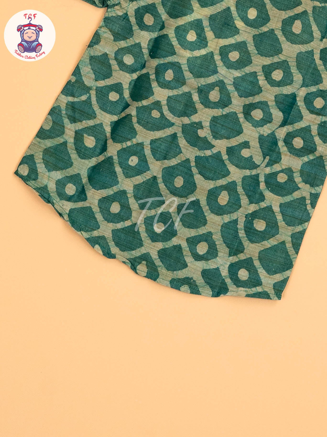 Green & Beige - Boys Readymade Bhatik Shirts
