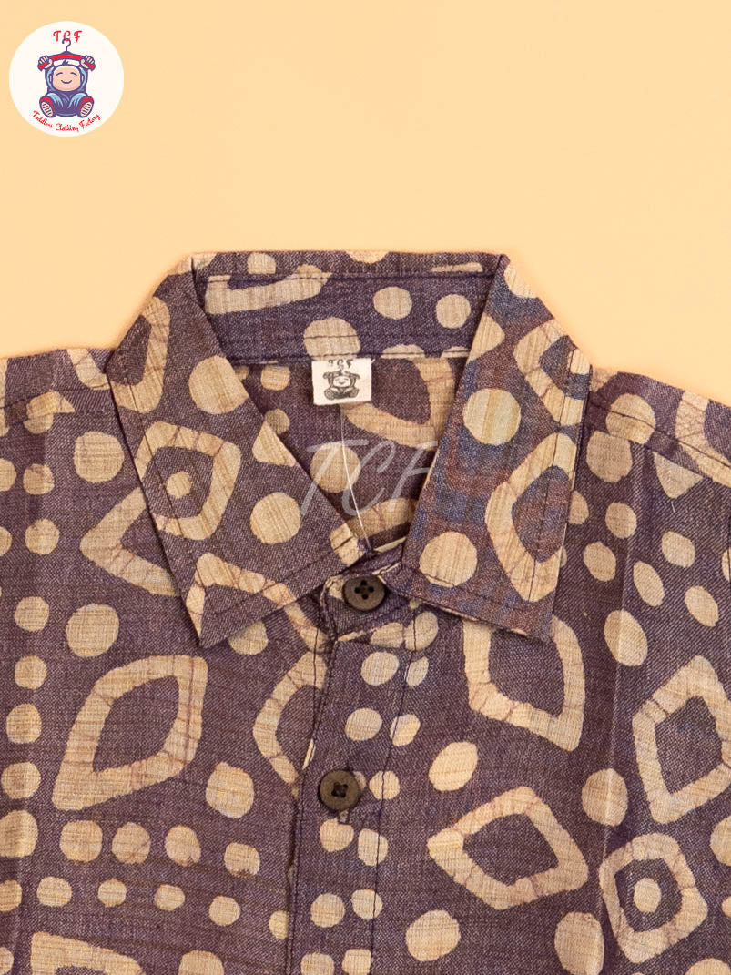 Lavender & Beige - Boys Readymade Bhatik Shirts