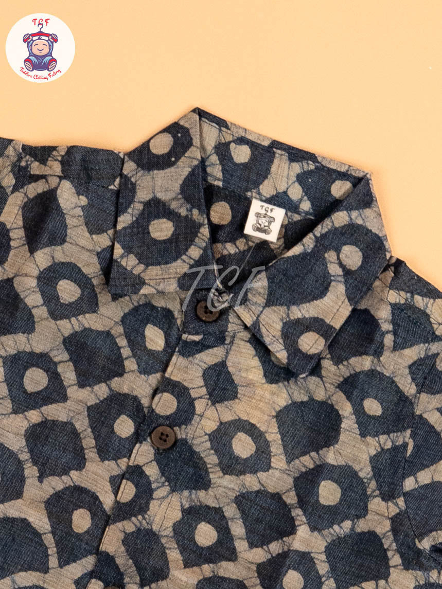Grey & Beige - Boys Readymade Bhatik Shirts