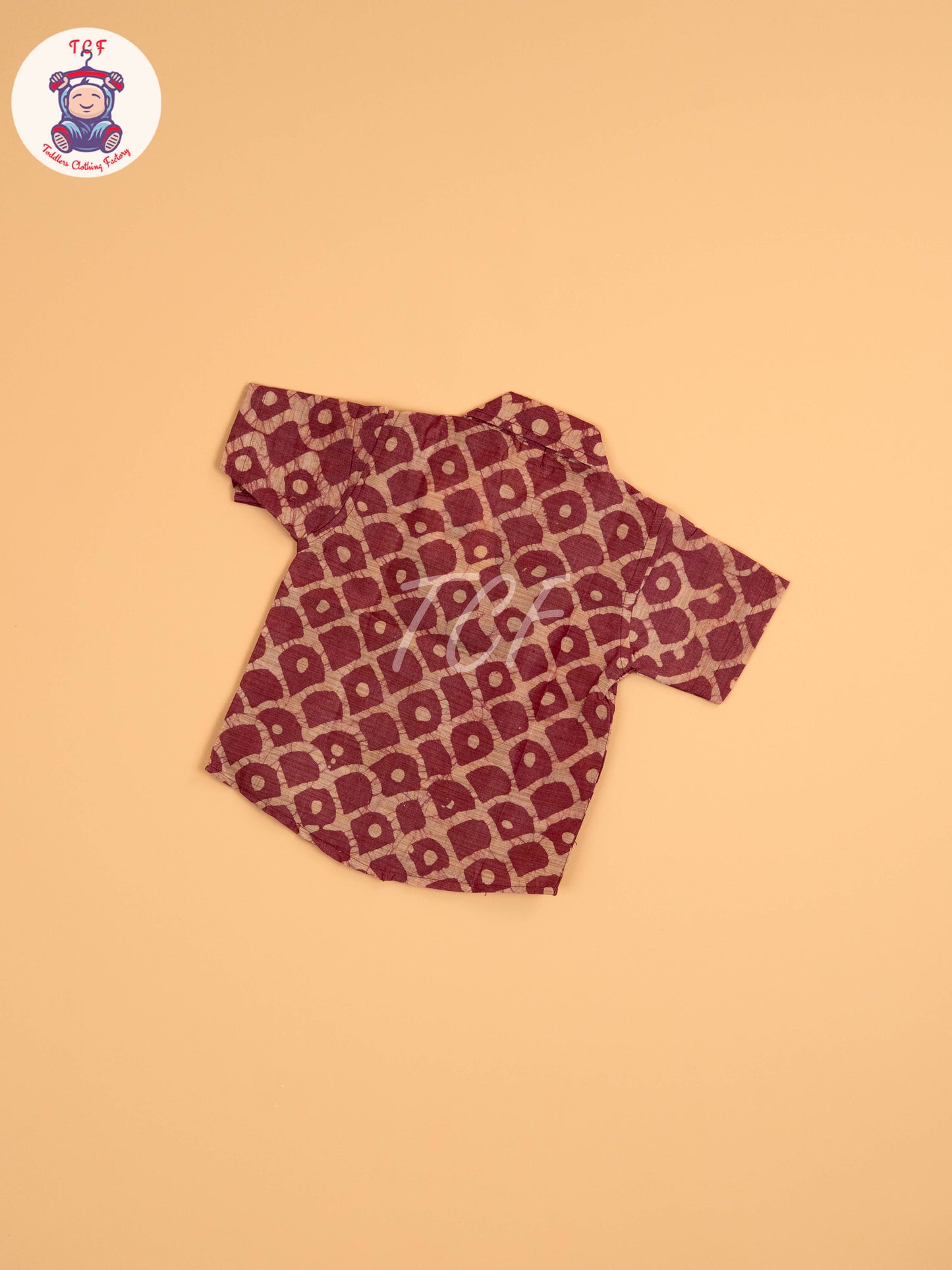 Wine & Beige - Boys Readymade Bhatik Shirts