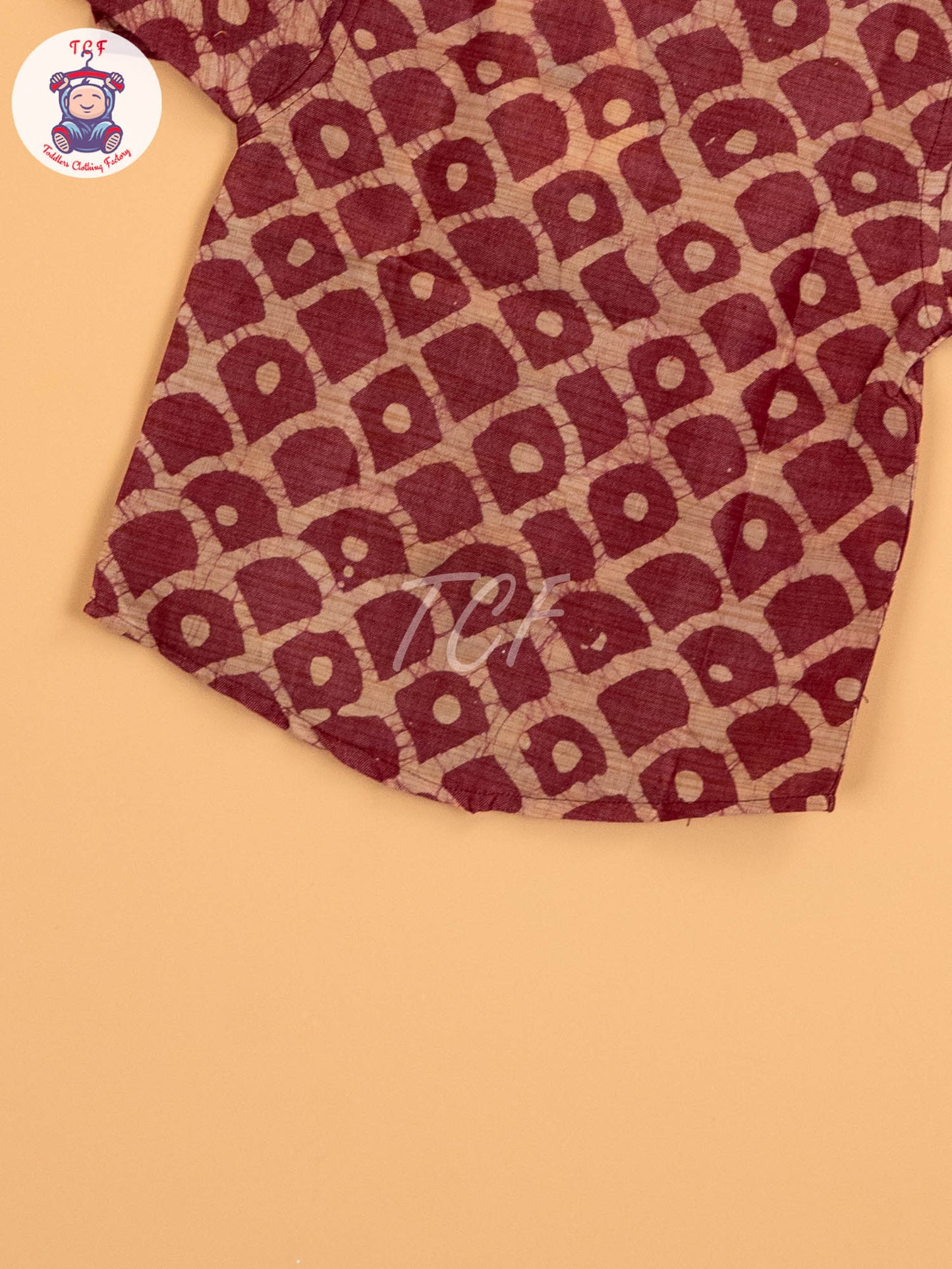 Wine & Beige - Boys Readymade Bhatik Shirts