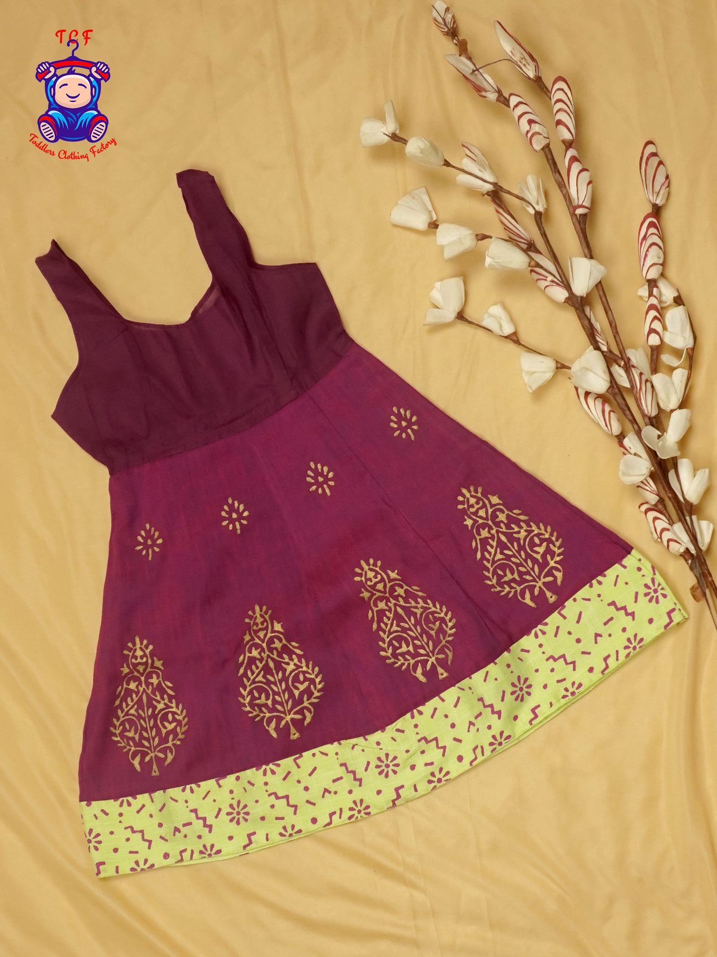 Green & Maroon - Cotton Pavadai Sattai