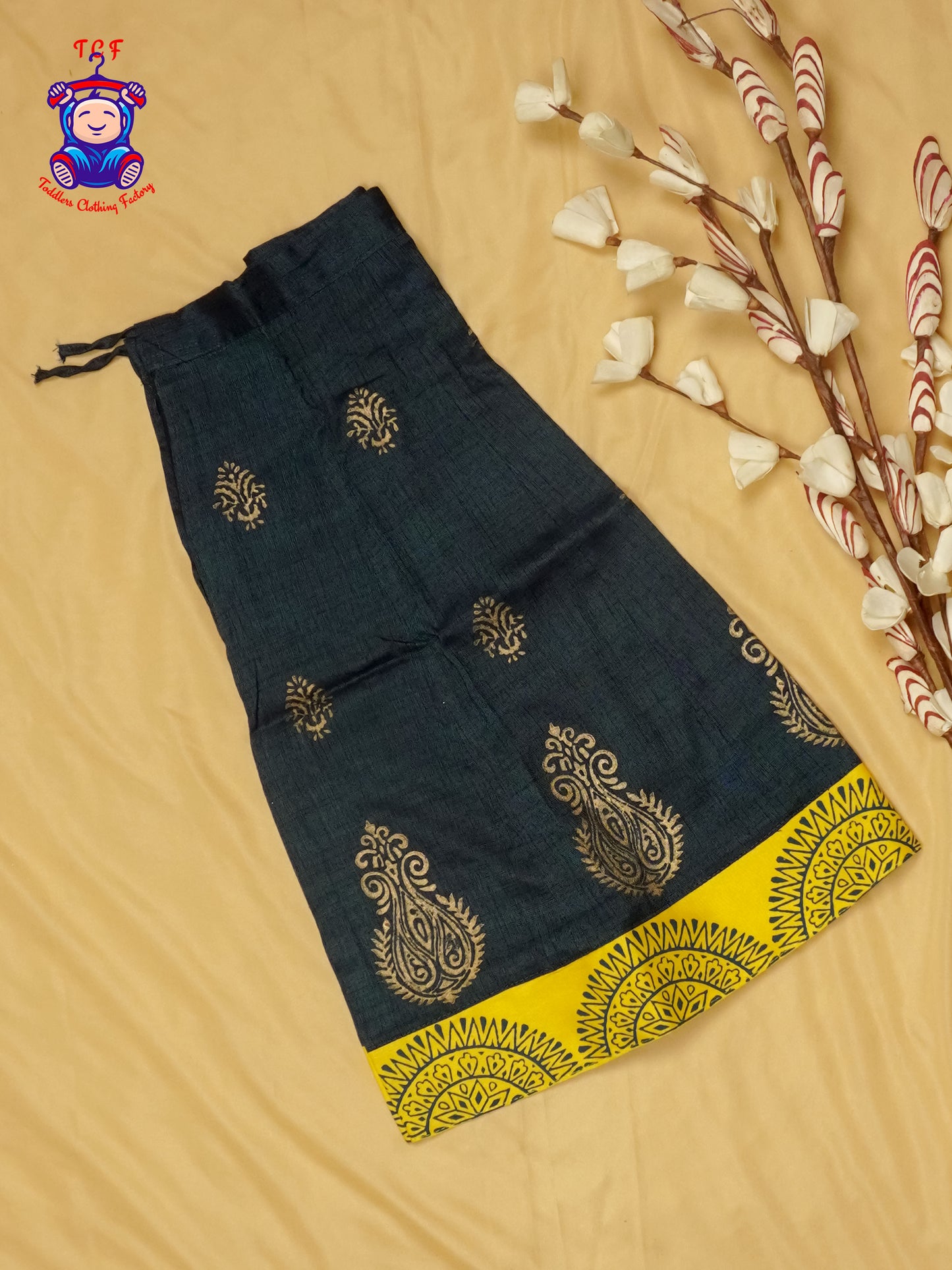Yellow & Blue - Pattu Pavadai Set