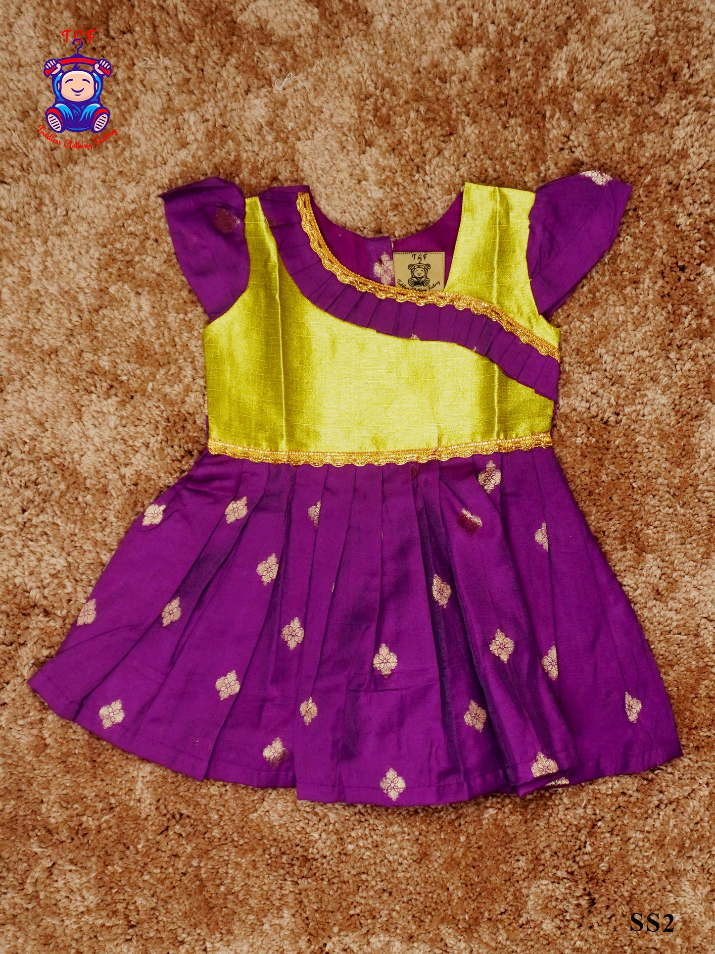 Purple and Green - Readymade Cotton Frock