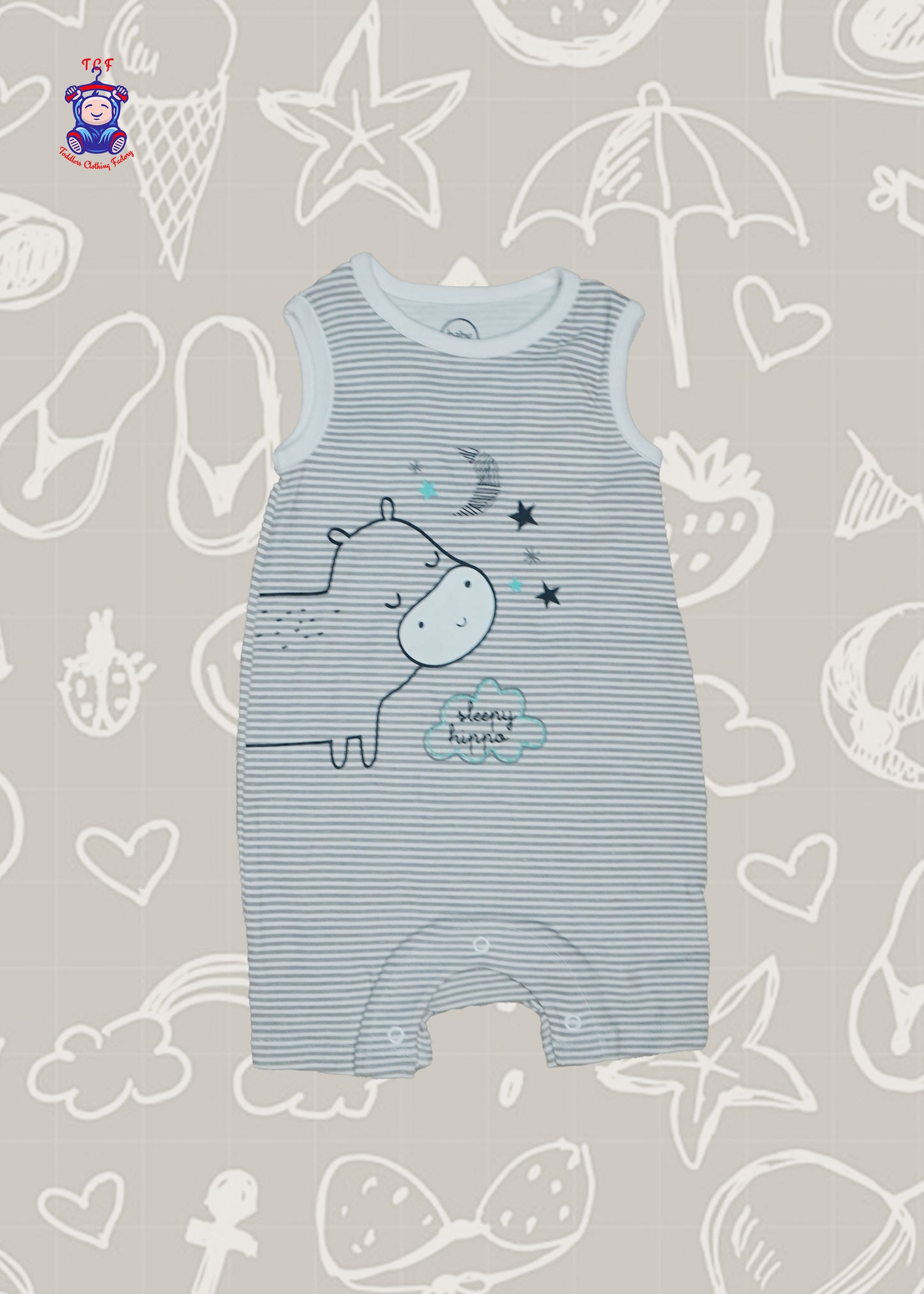 Grey - Cotton Half Rompers