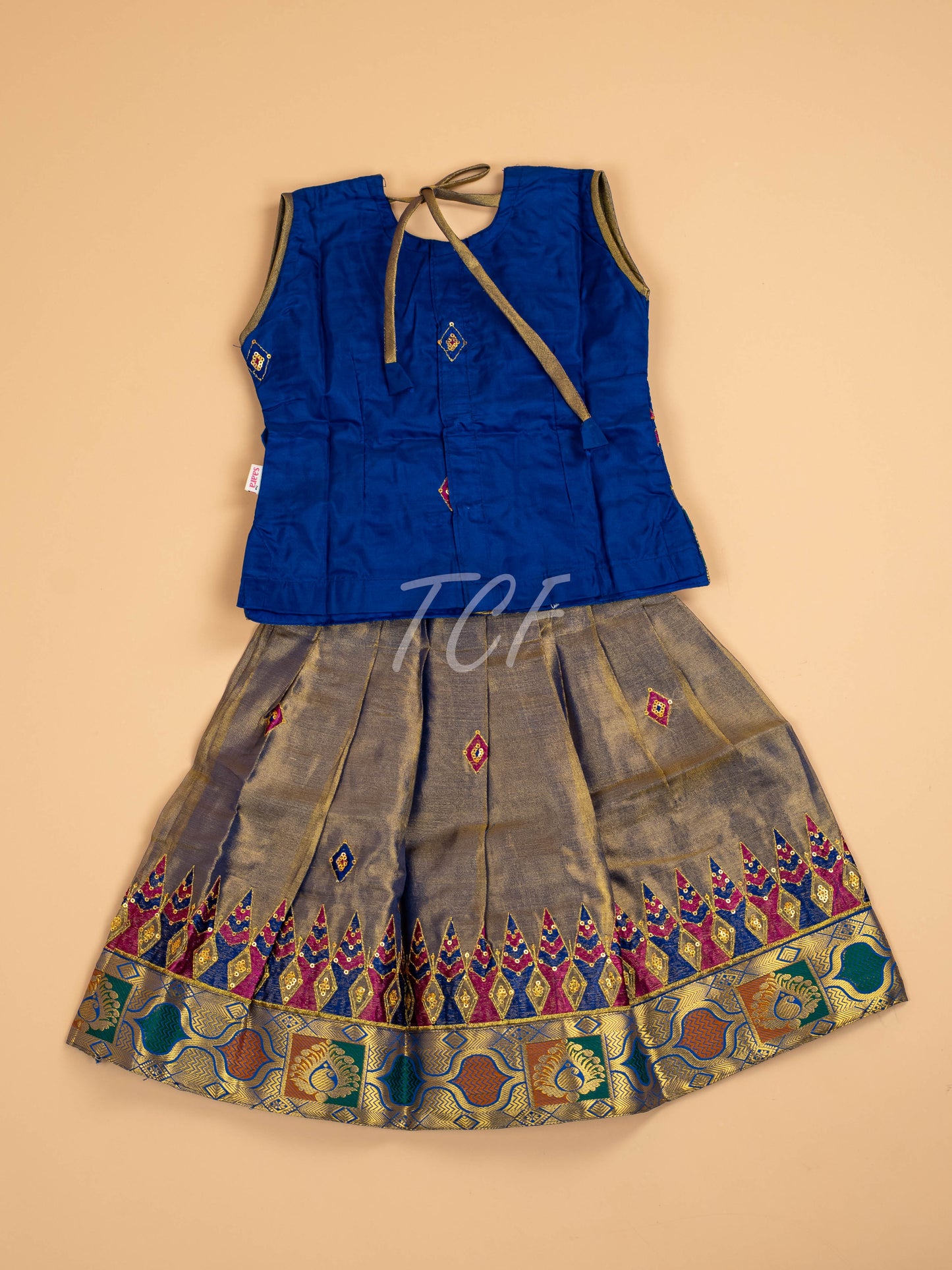 Blue - Embriodered Pavadai Sattai