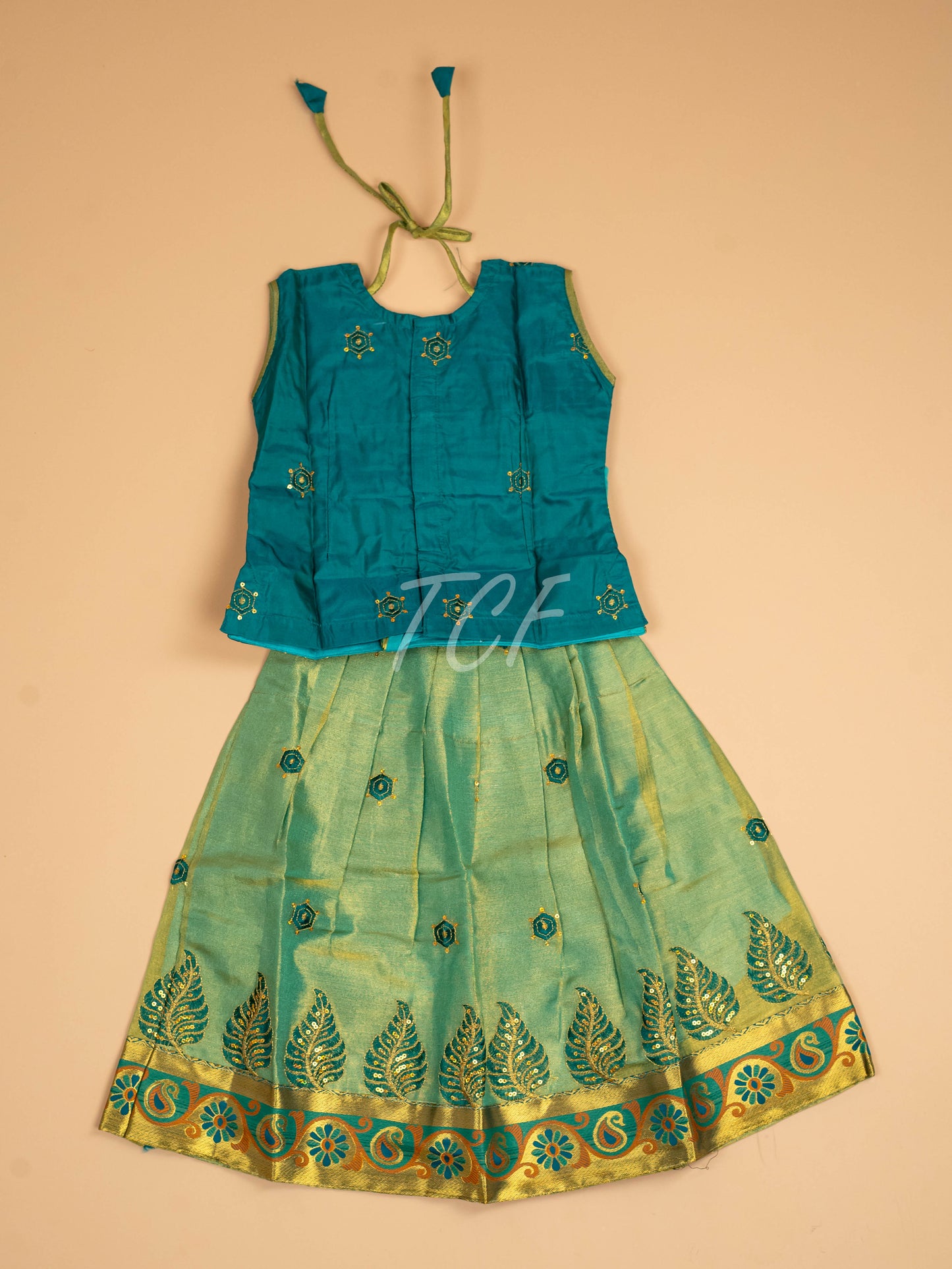 Green - Embriodered Pavadai Sattai