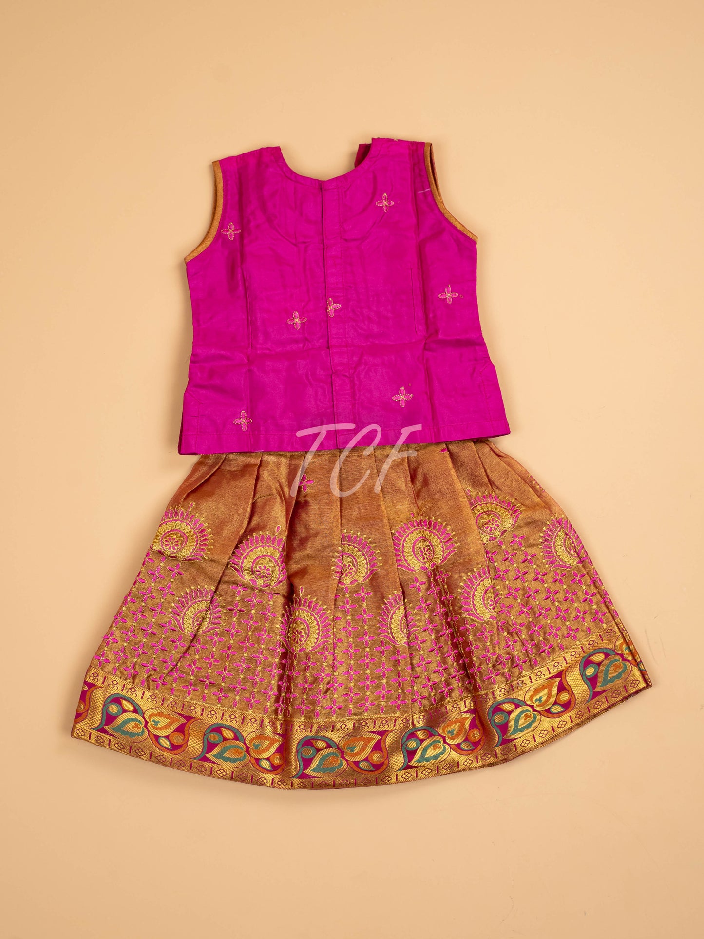 Pink - Embriodered Pavadai Sattai