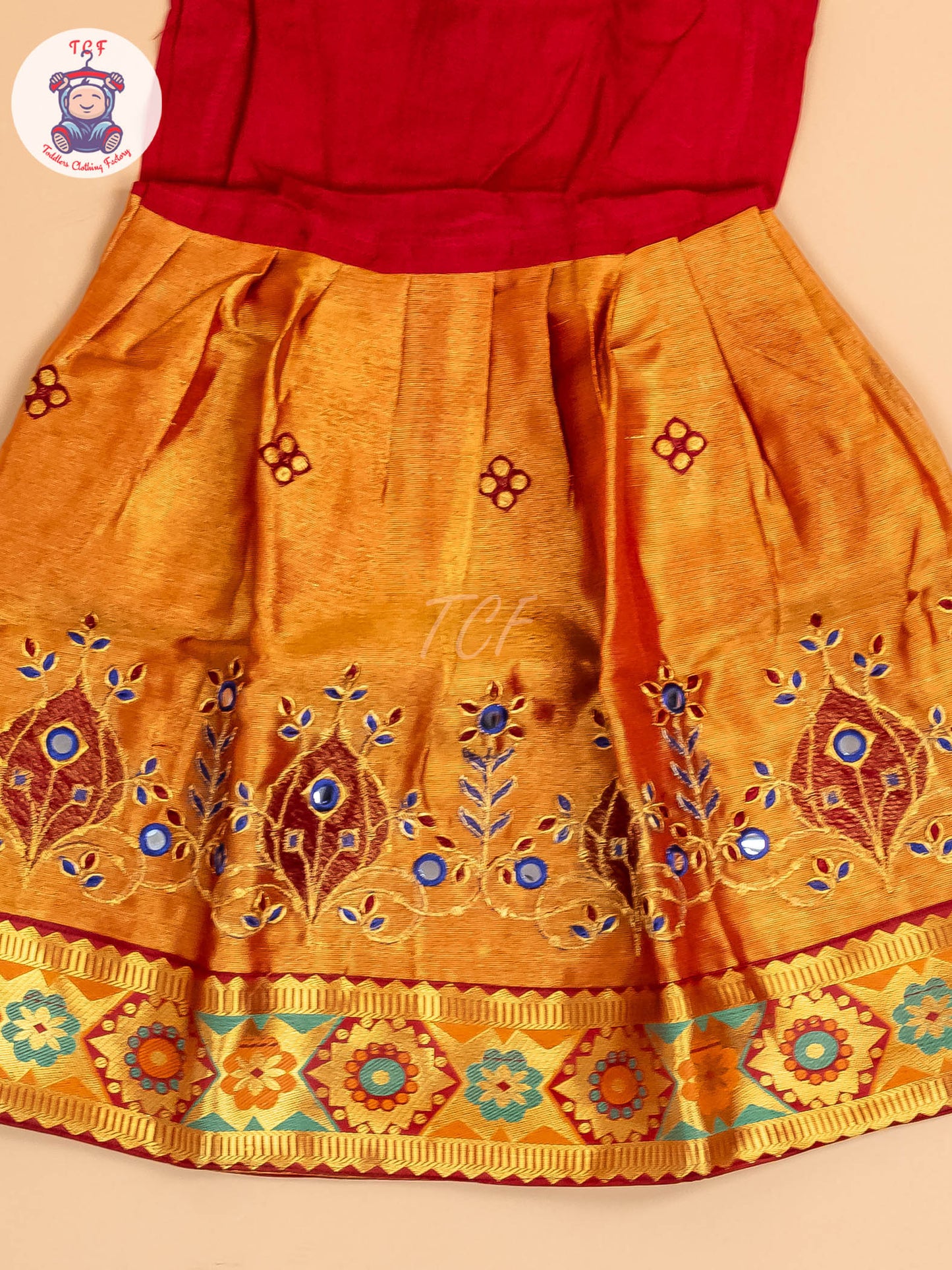 Maroon - Embriodered Pavadai Sattai