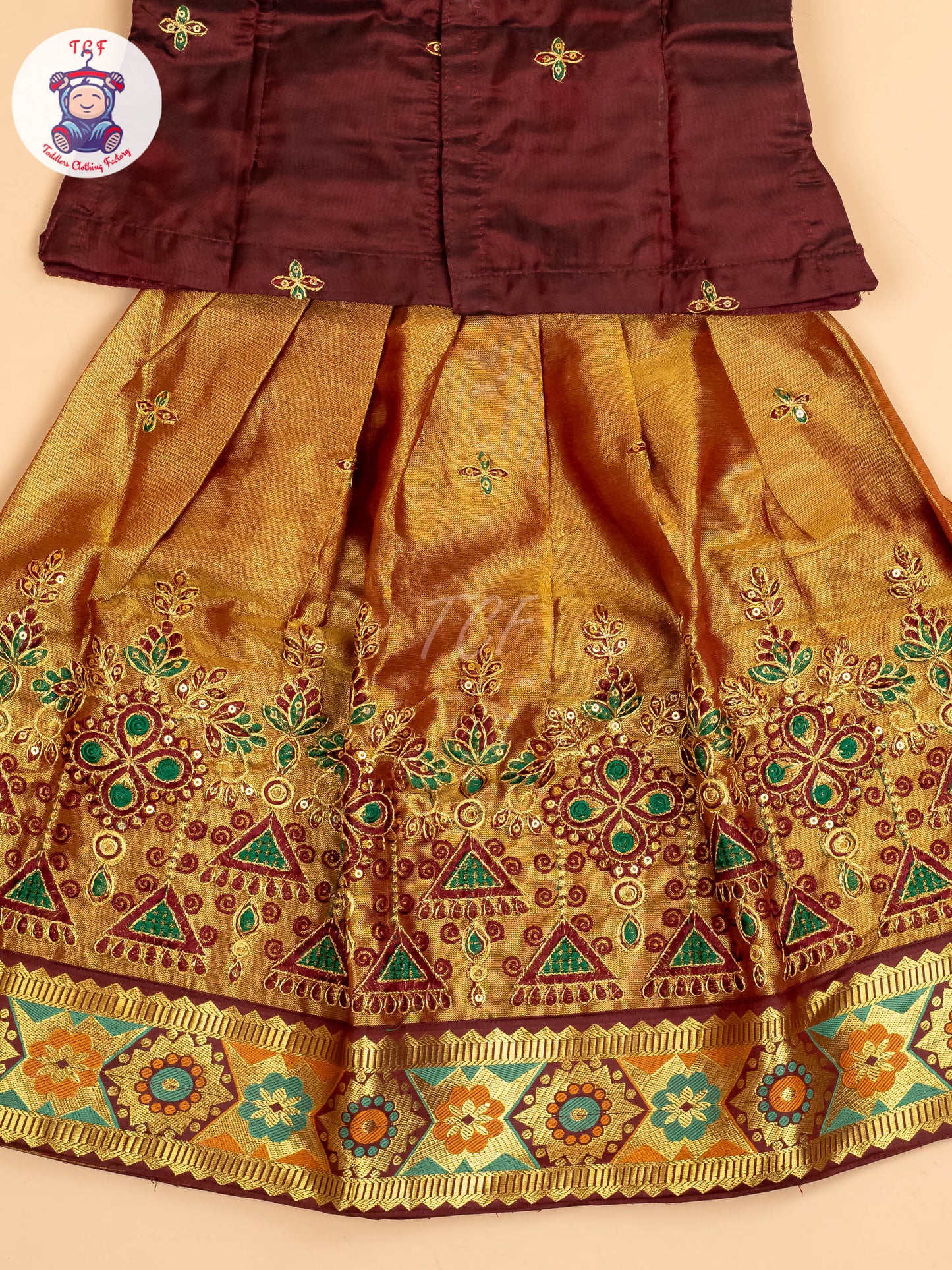 Maroon - Embriodered Pavadai Sattai
